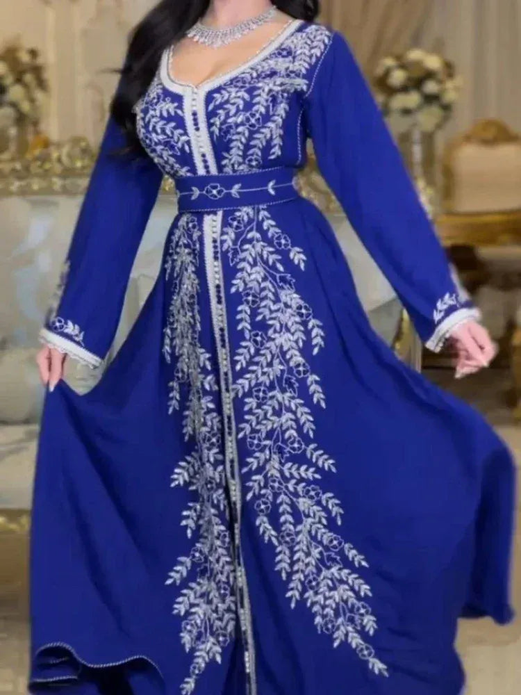 Kaftan Blauw Koningsblauw en Zilver