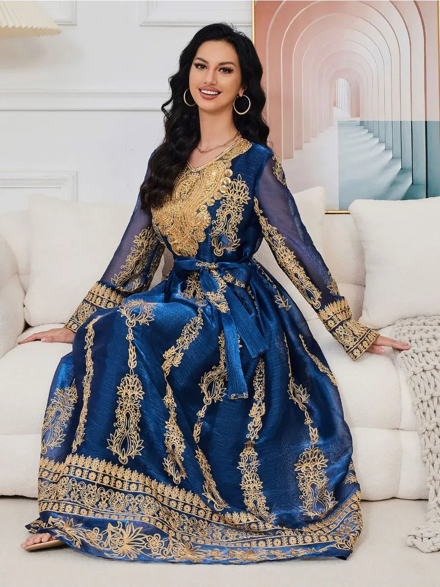 Kaftan Blauw Koninklijk en Goud