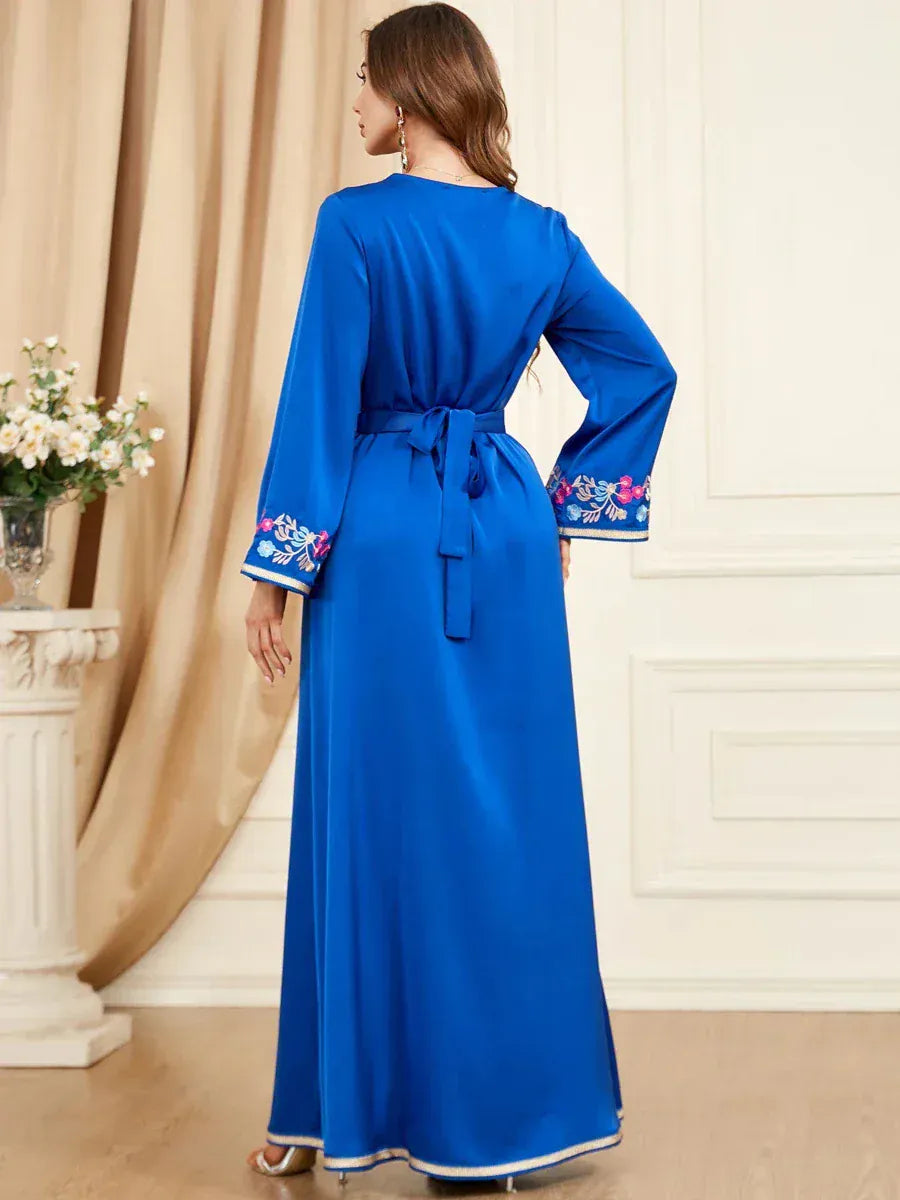 Kaftan Blauw Turkoois en Goud