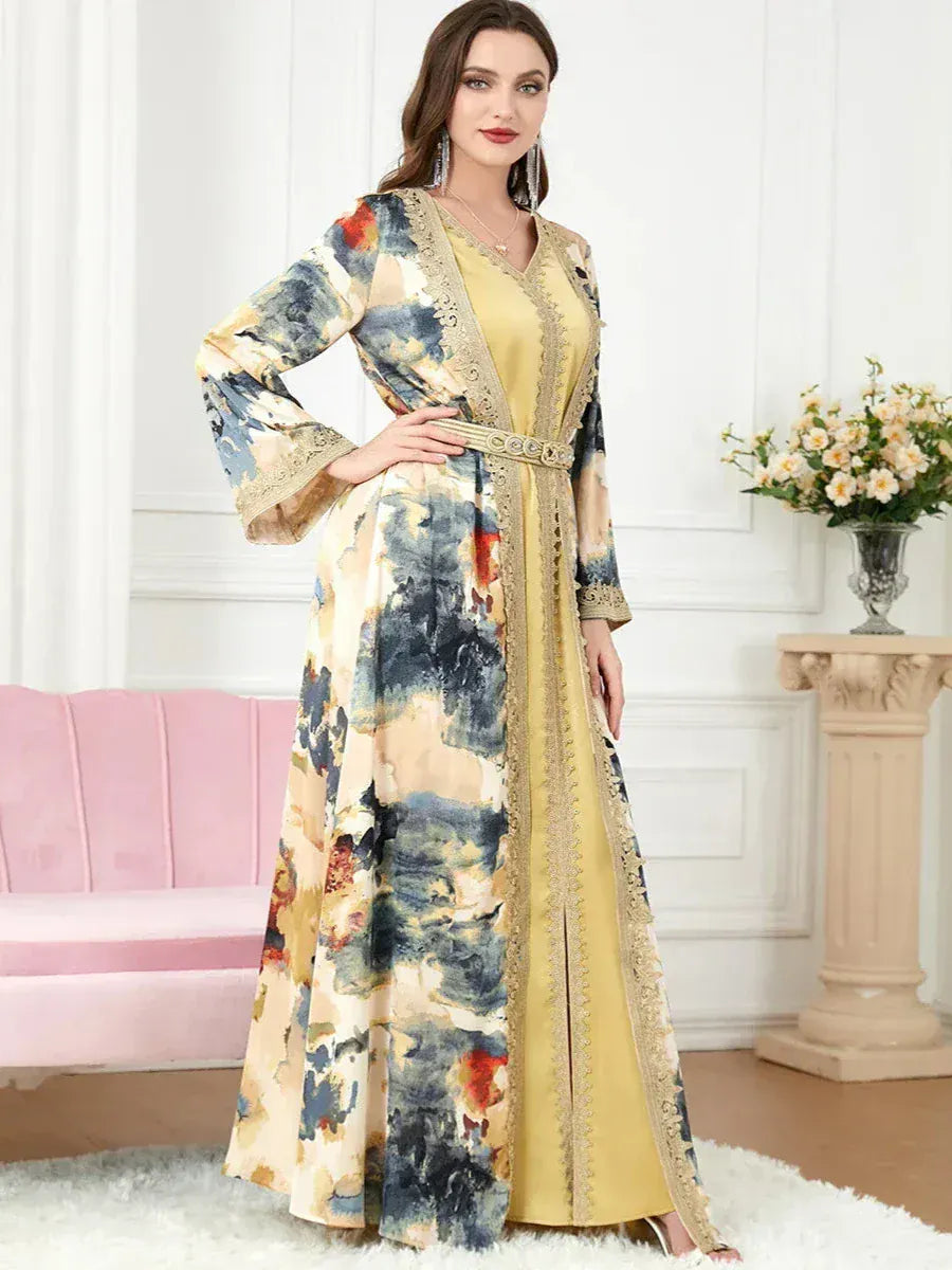 Kaftan Geel en Blauw