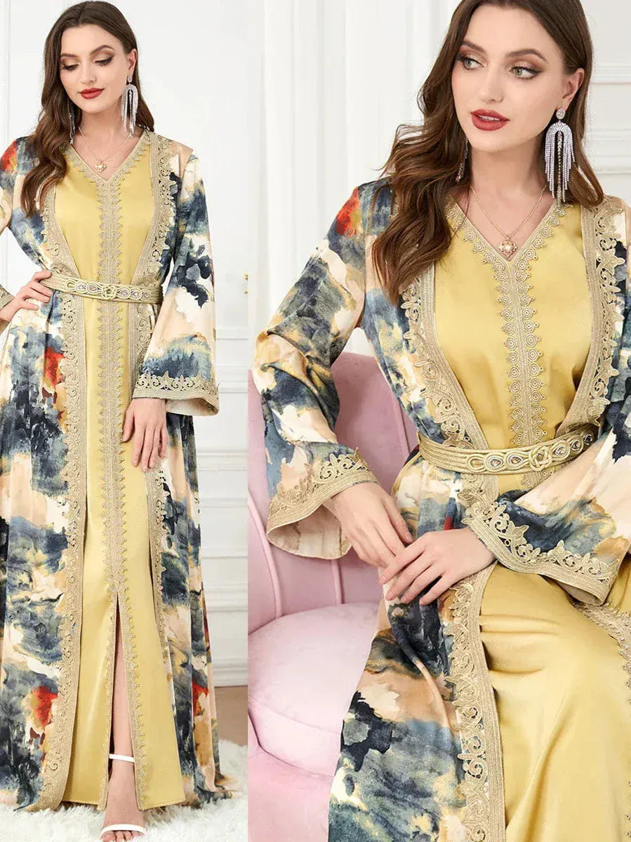 Kaftan Geel en Blauw
