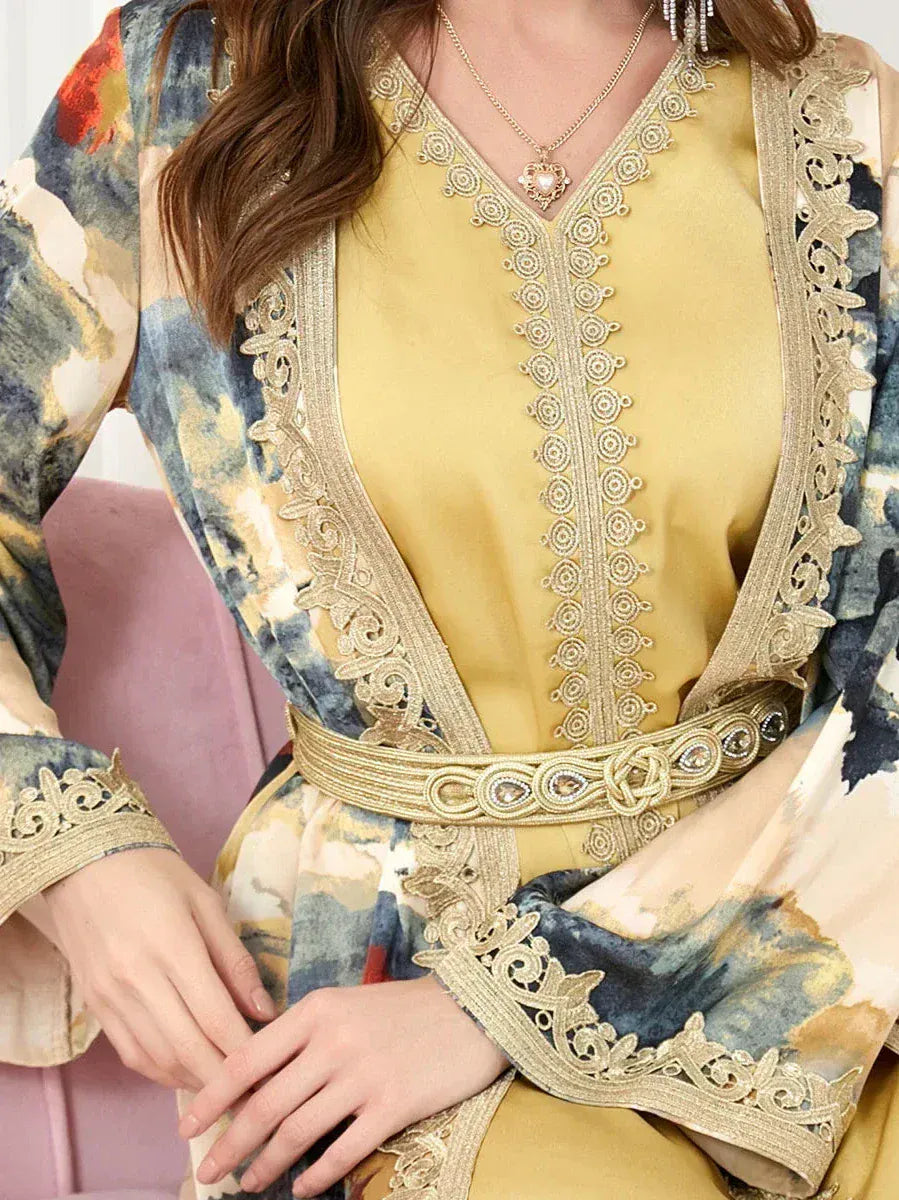 Kaftan Geel en Blauw