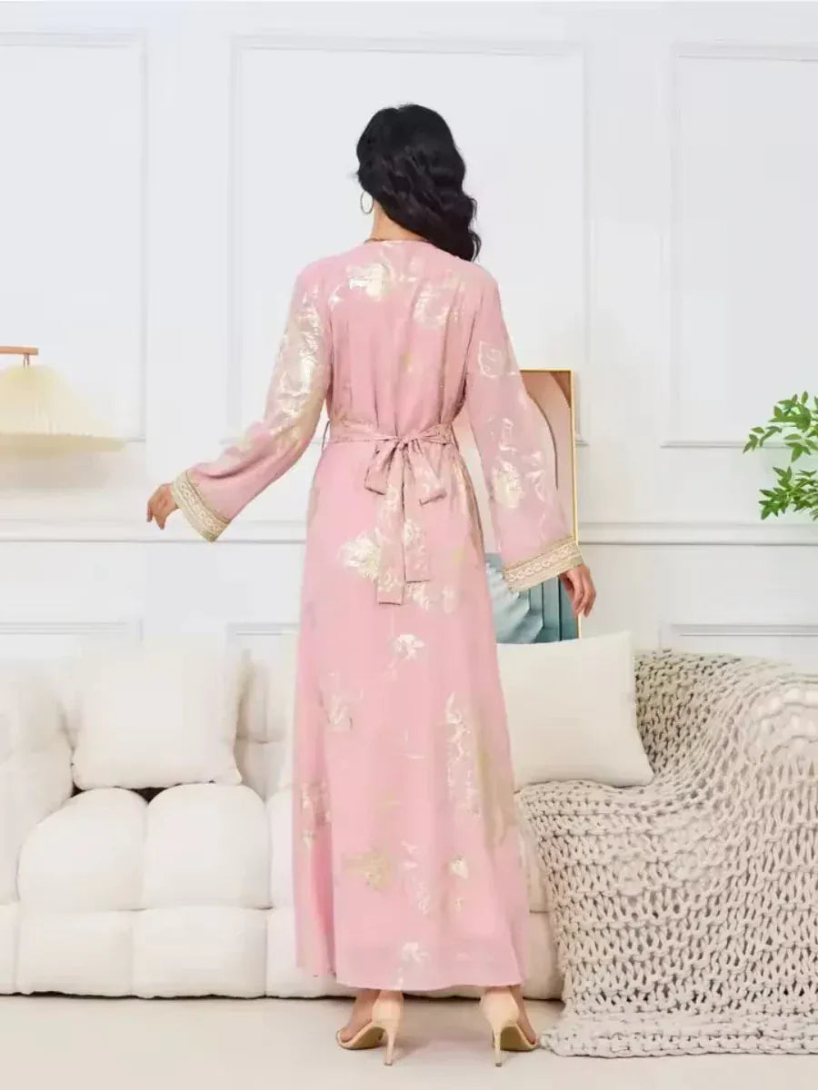 Kaftan Roze en Wit